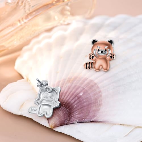 Boucles d'oreilles panda rouge argent : cadeau d'anniversaire idéal - 4