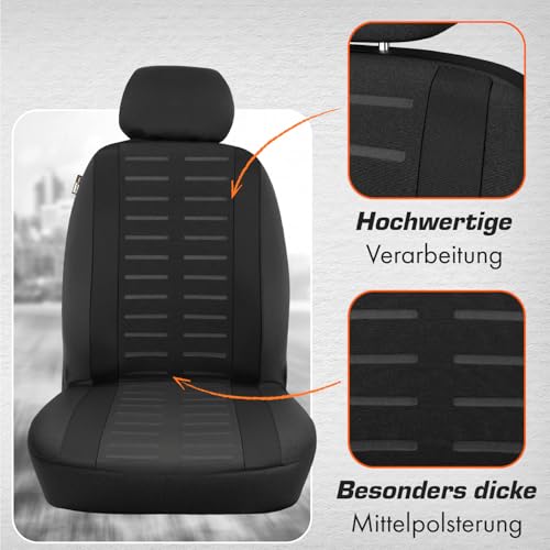 Upgrade4cars Autositzbezüge Set für die Vordersitze | Auto-Schonbezüge Universal Schwarz Auto-Sitzbezug Sommer Winter | Autozubehör Innenraum Deko | Geschenke für Frauen und Männer