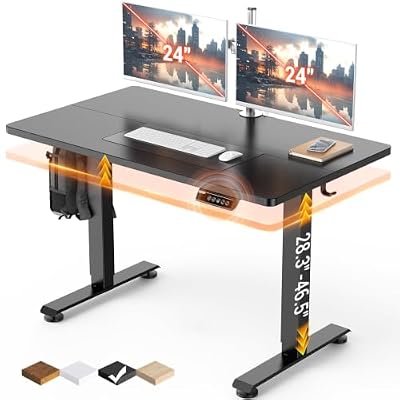 Veken 47.2 Inch Large Electric Standing Desk, Gaming Table, Black