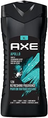 Apollo 3 In 1 Body, Face & Hair Wash for Men, Long-Lasting Refreshing Sage & Cedarwood Fragrance for Up To 12hrs, Natural Origin Ingredients, Removes Odor & Bacteria, No Parabens, Dermatologically Tested, 400ml