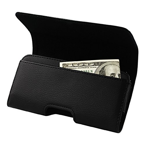 Reiko Leather Horizontal Carrying Pouch For With Card Holder For Samsung Galaxy S5 - Retail Packaging - Black #TOP2