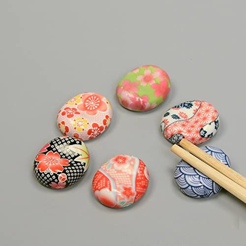 qbodp 6 Pack Colorful Chopstick Rests Set,Japanese Style Ceramic Chopsticks Holder for Spoon Fork Chopsticks,Home Decor Crafts Ornaments