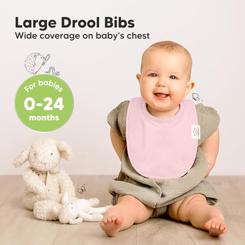 Image of 8-Pack Organic Baby Bibs for Boys, Girls - Soft Cotton Drooling and Teething Bibs for Baby Girl & Boy, Extra Absorbent, Easy to Clean & Put On for Toddler, Newborn, Infant 0-24 Months (Muted Pastel)