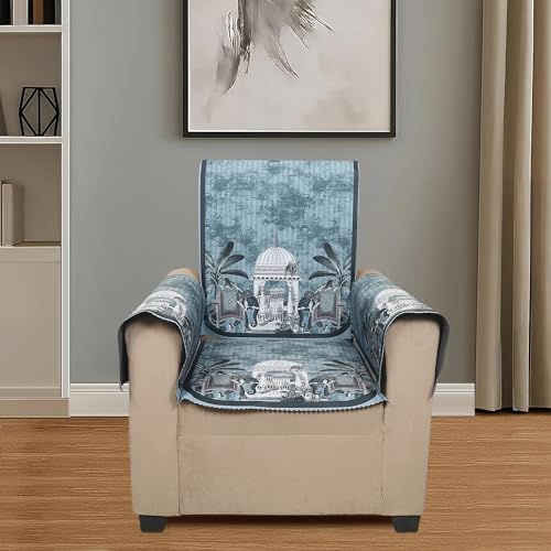 Image of Velvet Single Seater Sofa Cover with 2 Seat and Back Covers, 2 Hand Rest Covers - Elephant dome Design - Washable Fabric - Stylish Sofa Cover for Modern Living Room (Grey, 1 Seater With Arm Covers)