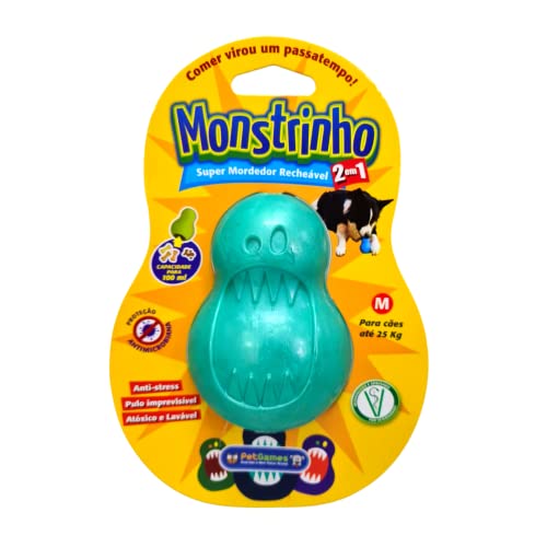 Mordedor Recheável Super Resistente Monstrinho Verde Tamanho Médio para Cães