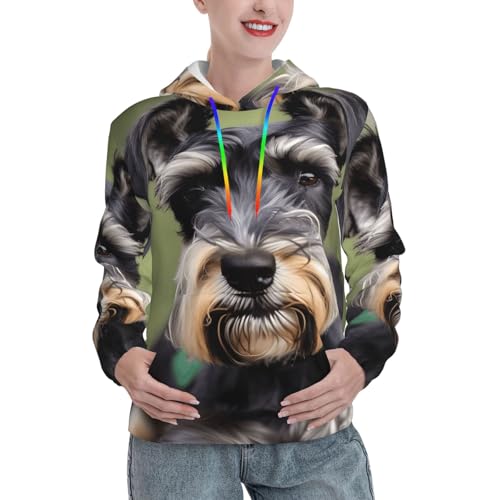 Sweat à capuche schnauzer pour femme avec poche kangourou gris