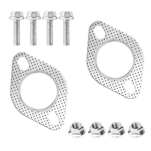 Image of 2PCS Car Exhaust Gasket + 4PCS Exhaust Bolts, 2-Bolt 2-Inch Exhaust Flange Gasket Replaces OEM#120-06310-0002, Exhaust Manifold Gasket Kit, Car Accessories for Cars Trucks (2inch)