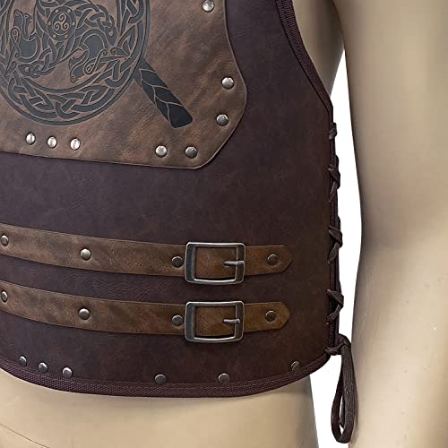 Hiifeuer Viking Warrior Pu Leather Chest Armor, Retro Knight Leather Body Armor, Medieval Armor For Larp/Cosplay (Axe Brown) #TOP3