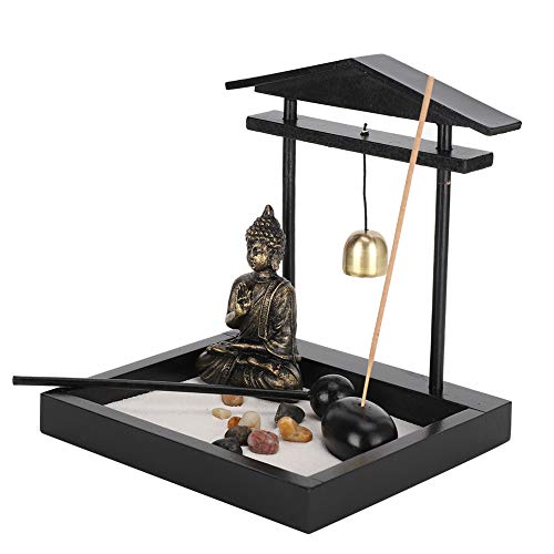 Zen Garden Desktop Sitting Buddha Ornament, Statue with Incense Holder Sand Decorative Stone Accessories for Home Office and Work Desk Collectible Figurines[1906] by Pssopp - Used condition - US$11.47