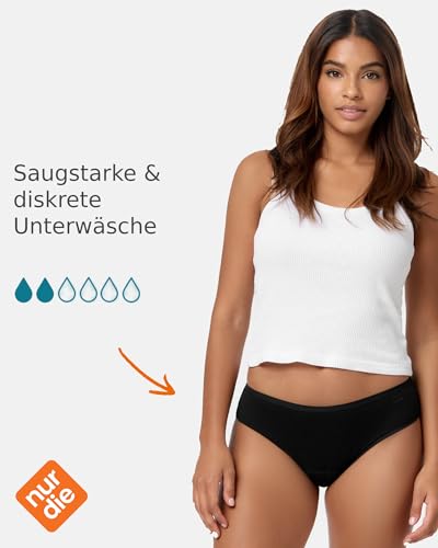 Nur Die Alles Unbeschwert Slip saugstarke diskrete Hygienewäsche waschbar & wiederverwendbar aus Baumwolle Damen, schwarz, M