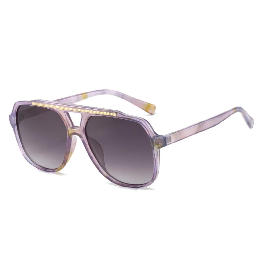 Lunettes de soleil Double Bridges violettes et grises | Style rétro chic