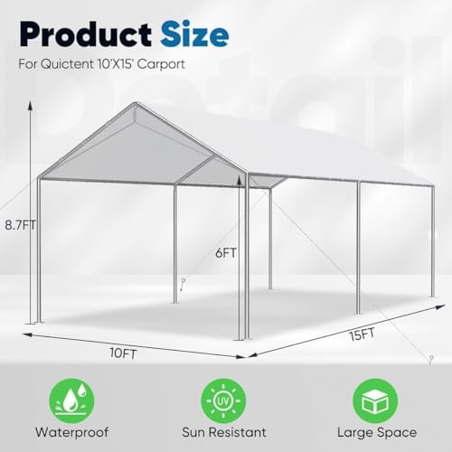Quictent 10x15 ft Steel Cable Carport