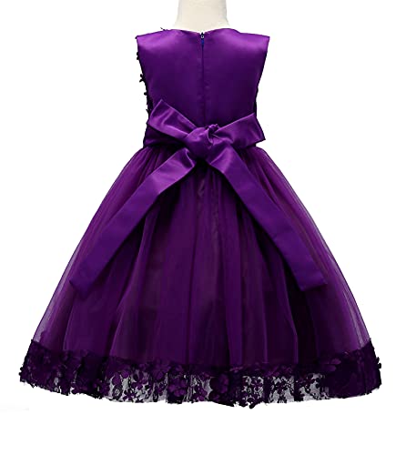 Toddler Girl Dresses 3T 4-5T Fall Violet For Special Occasion 2T Sleeveless Party Wedding Ball Gown Little Girl Dresses 4T Formal Long Sash Tutu Tulle Dress For Birthday Pageant Cute (Violet 110) #TOP2