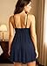 Eirisly Women's Lingerie Sexy Nightwear Spaghetti Strap Nightgown Babydoll Chemise (Navy Blue, S)