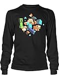 JINX JINXMinecraftRunAway!Boys'Long-SleeveTeeShirt |GlowsInTheDark (Black,Medium/Youth)