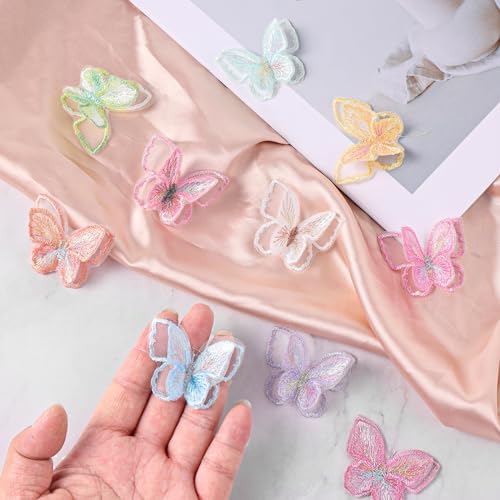 Lusofie 583609_1_8Z5TFAXJ 18Pcs Butterfly Lace Applique 9 Color Fabric Butterflies Double Layer 3D Butterfly Lace Trim Butterfly Patches thumb #2