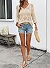 SHEWIN Womens Sweaters Lightweight 3/4 Sleeve Tops Boho Beach Swimsuit Crochet Cover Ups Tops Trendy Beige Medium #2