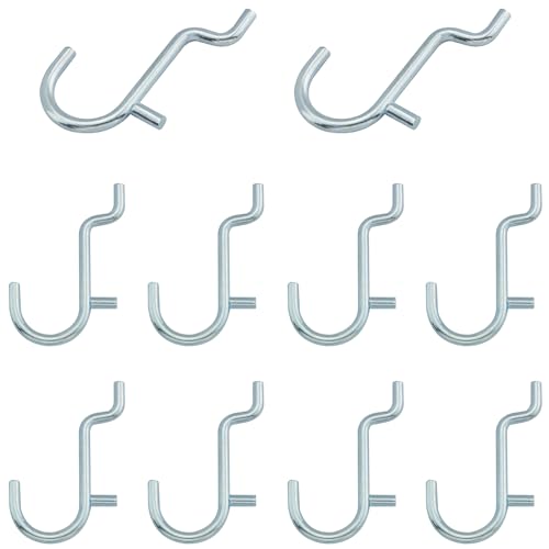 ZZLZX 10PCS Wall Display Combination Pegboard Hook Metal Pegboard J Hook Silver Stainless Steel Pegboard Wall Display Hook Suitable for Hanging Jewellery and Kitchenware and Craft