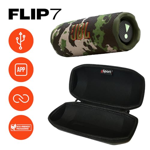 Image of JBL FLIP 7 Waterproof Portable Speaker Bundle with gSport Carbon Fiber Case (Camo)