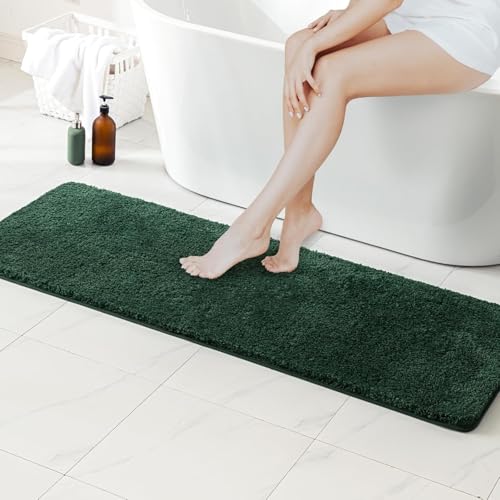 MIULEE Christmas Dark Green Bathroom Runner Rugs Soft Bath Mat 16x48 Inch