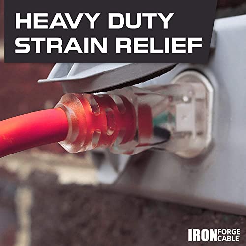 Iron Forge Cable Outdoor Extension Cord 100 Ft - 16/3 Sjtw Red Extension Cord With 3 Prong Grounded Plug, 16 Gauge Electrical Cable 100Ft With Lighted Plug, Ul Certified, Us Veteran Owned Brand #TOP5
