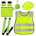 Navaris Sicherheits Set 7-teilig für Kinder - Warnweste für Straßenverkehr - Leuchtstreifen Leuchtband - Weste Sicherheitsweste reflektierend