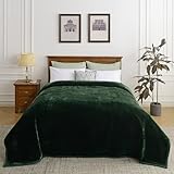 Heavy Faux Mink Blanket - 9LB, Single-Ply, King Size 83 * 95IN, 780GSM Thick Fleece Blanket for Warm and Coz, Super Soft Raschel Blanket Ideal for Autumn and Winter, Perfect for Adults, (Green)