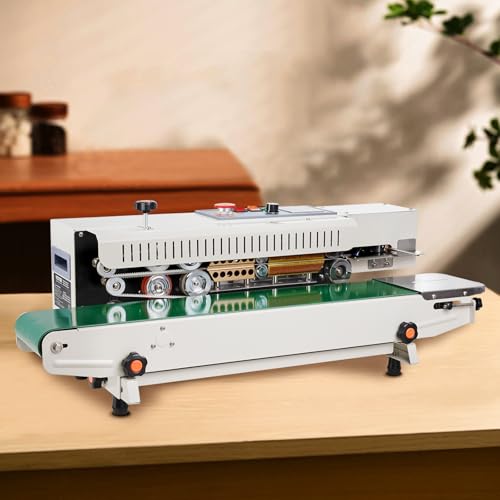 VEVOR Continuous Bag Band Sealing Machine, 0.24-0.47 in/6-12 mm Seal Width, Horizontal Band Sealer Machine with Digital Temperature Control, Bag Sealer for 0.02-0.8 mm Plastic Bags, Inflation Function by VEVOR - Used condition - US$202.81