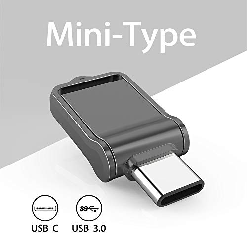 Image of Type C OTG USB Flash Drive 64GB, KALSAN 64GB USB 3.0+Type C 2 in 1 OTG Dual WaterproofUSB Memory Stick with Keychain Metal-Black