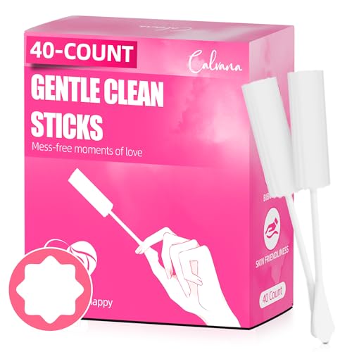 (40-Pack) Calvana White Drip Sticks for Females Drip Stick Absorbing Sponge Awkward Essentials Soft and Comfortable Design Long Handle Easy Grip Individually Packaged