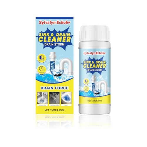 Sylvalyn Echobv Sink & Drain Cleaner Powder, Fast Foaming for Kitchen, Bathroom,Toilet Pipes - Removes Grease, Hair & Food Waste - 130g (1 Pack)