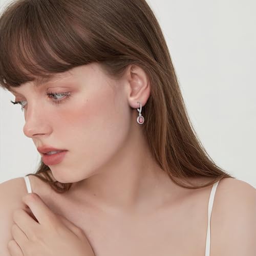 FJ Oval Cut Dangle Drop Earrings 925 Sterling Silver Leverback Earrings Birthstone Jewelry Gifts for Women2