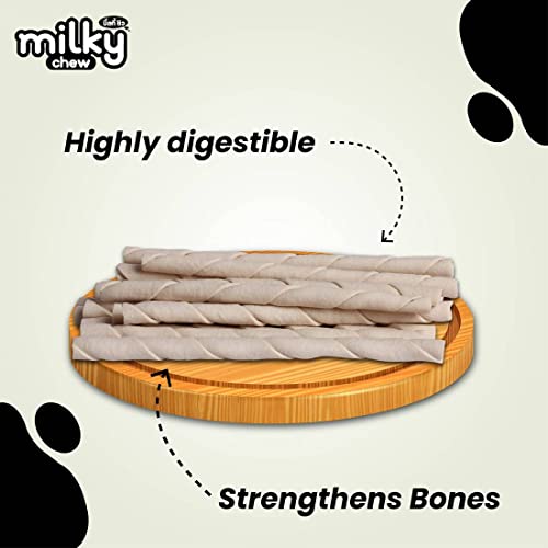 Image of Dogaholic Milky Chew Stick Style Dog Treats Pack of 4, Milk-Flavoured Rawhide Chews for Dogs of All Ages and Sizes, Supports Strong Teeth and Bones, 30 Sticks Per Pack