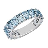 Kaius Jewels 925 Sterling Silver Natural Sky Blue Topaz Gemstone Silver Jewelry Woman's Eternity Rin
