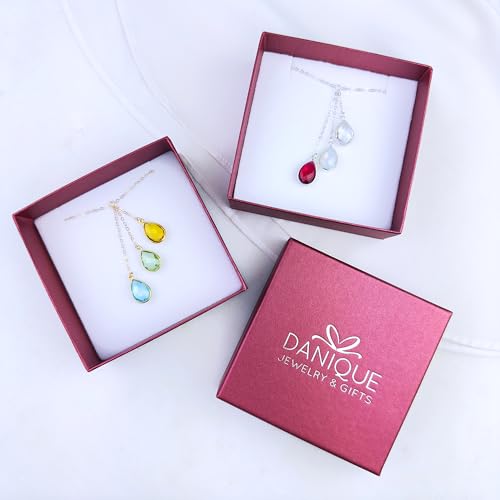 Mothers Necklace, Lariat Style Birthstone Necklace, Custom Birthstone Pendant Necklace, Up To 5 Birthstones [TL]…(3 Stones) - Thumbnail 7