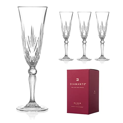 Copas de cristal DIAMANTE Chatsworth para champagne y prosecco en estuche de 4 unidades 2