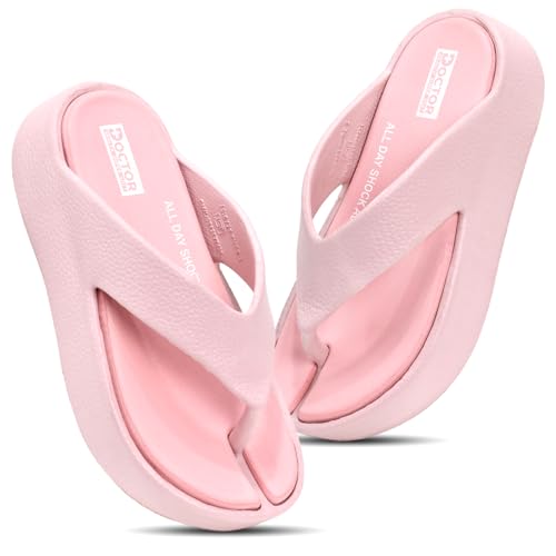 Image of DOCTOR HEALTH SUPER SOFT Women's Orthopedic Soft Platform Slippers | Ultra-Cushioned Shock Absorbing Footbed | Lightweight Anti-Skid Everyday Wear Comfort Flip Flops for All-Day Support