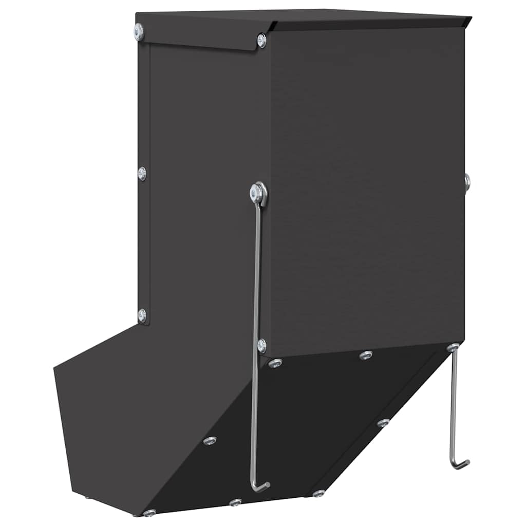 Comedero para conejos negro de acero laminado en frío, 12,5 x 26 x 28,5 cm, con capacidad de 1 kg, resistente a la intemperie, para interior y exterior, práctico montaje en pared