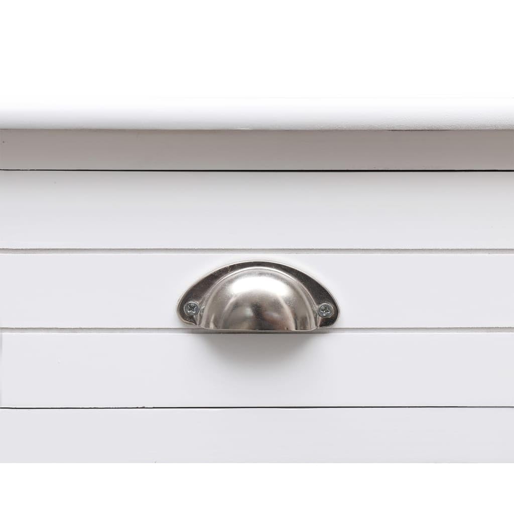 Escritorio de madera maciza Paulownia, color blanco, 108 x 45 x 76 cm, mesa de oficina con 2 cajones y compartimento abierto, mesa de ordenador con amplia superficie de trabajo para
