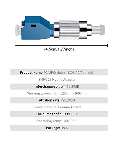 Image of 30 Pcs Visual Fault Locator Fiber Adapter, Fiber Optic Connector, Single Mode 9 /125um FC Male to LC Female Hybrid Optical Fiber Convertor Adapter Compatible with Optical Power Meter Cable