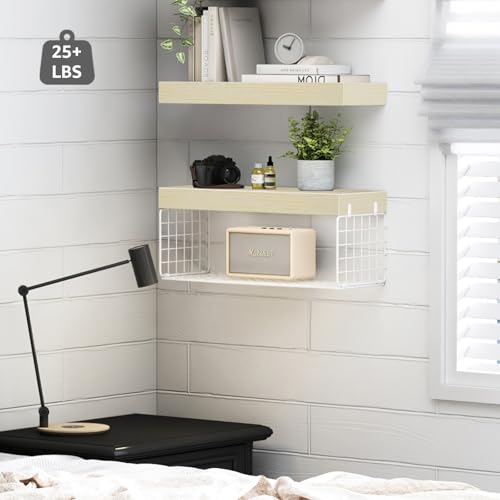 image for QEEIG Bathroom Shelves Over Toilet - Wall Mounted Floating Shelves Toi