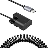 Uonecn USB-C auf LP-E6P Dummy Akku Kabel, PD Type-C zu LP-E6P Stromkabel 8V Spiralkabel kompatibel mit Canon EOS R5 R6 Mark II R6 R7 R 5D Mark IV 6D 7D 90D Kamera, 45cm–1m