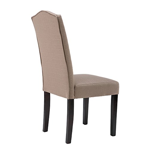 Nobpeint Upholstered Dining Room Chair Set With Copper Nailhead Trims, Arched Backrest Armless Design Padded Cushion,Set Of 2(Gray) #TOP5
