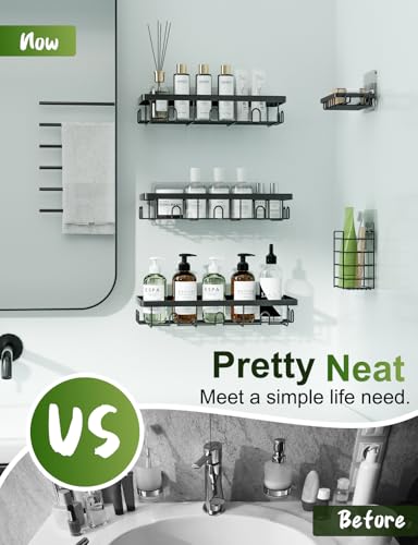 5 Pack Shower Caddy Set: Adhesive Bathroom Organizers - Image 5