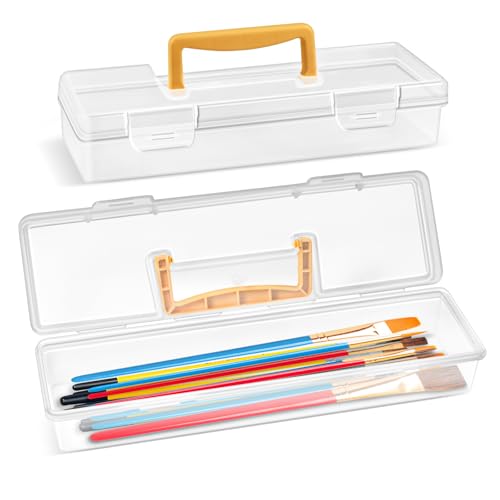 Vowcarol 2 Pack Paint Brush Case - Portable Long Brush Storage Box, Holder