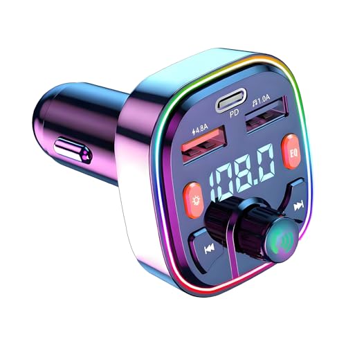 Transmisor FM Bluetooth para Coche, [Tipo-C PD20W y QC 3.0] Adaptador Bluetooth para Radio de Coche MP3, Adaptador Q5, Cargador de Coche, para 2 USB y Tipo C, soporta Llamadas Manos Libres - imagen 8