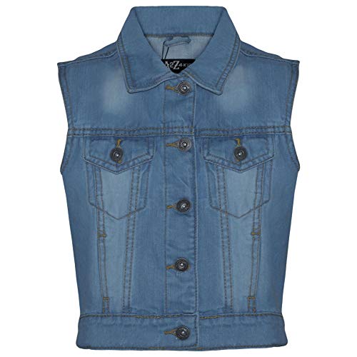 Image of A2Z 4 Kids Girls Sleeveless Denim Jacket - Denim Jacket JK17 Light Blue 11-12