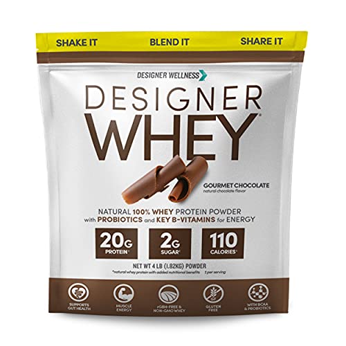 Designer Wellness, Designer Whey, Natural Protein Powder with Probiotics, Fiber, and Key B-Vitamins for Energy, Gluten-Free, Gourmet Chocolate 4 lb #1