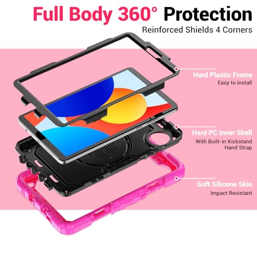 Coque Redmi Pad SE 8.7 2024 antichoc rose avec support rotatif - 7