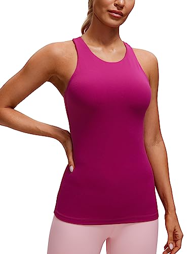 Image of CRZ YOGA Butterluxe High Crew Neck Tank Top | Light Support, Built in Bra, Removable Pads, Yoga, Extremely Soft, Racerback, for Women